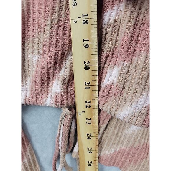 Code X Mode Pink Brown Waffle Knit LS Tie Front Sweater Women's Plus XXL Stretch - Picture 8 of 12